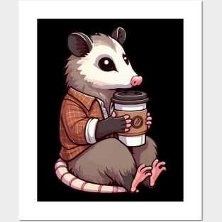 Opossum Drinking Coffee Posters and Art